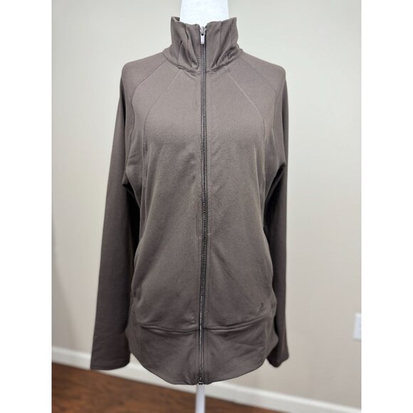 Adidas Climalite Full Zip Track Top Jacket Brown Size M Women’s Athletic Stretch - Picture 7 of 12